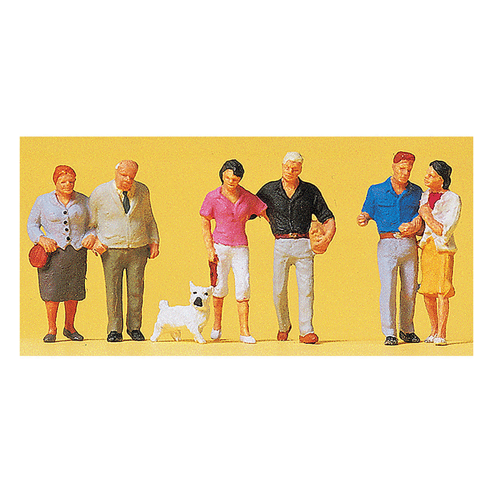 Preiser 10527 HO Scale Standing Couples w/Dog pkg(6)