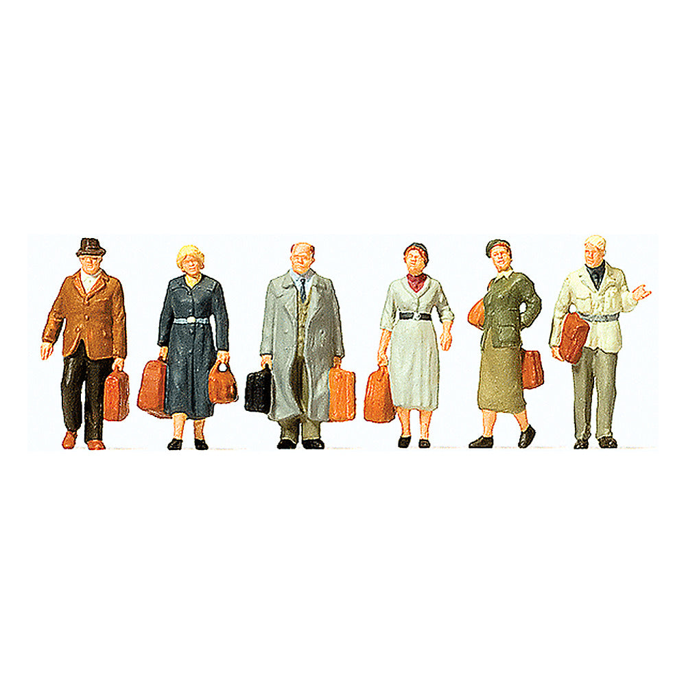 Preiser 10582 HO Scale Walking Passengers w/Luggage Early Era III