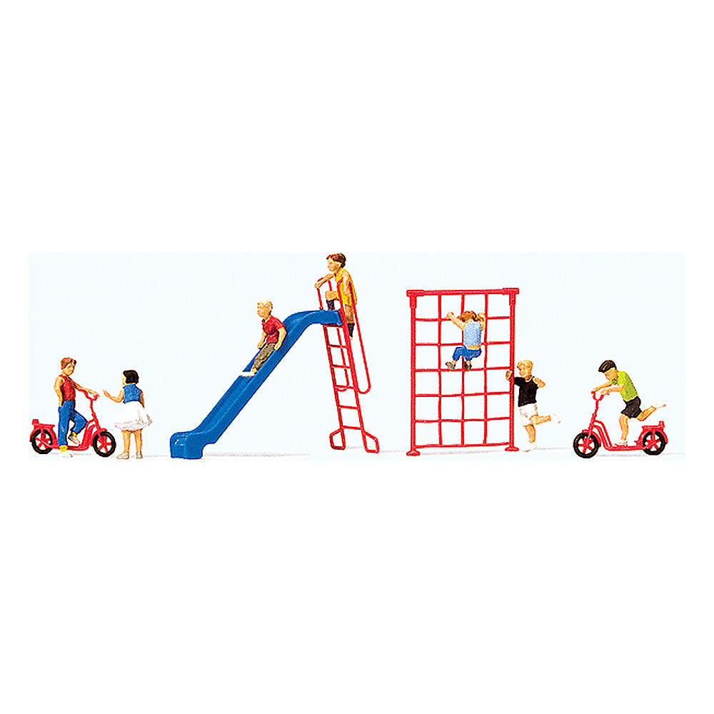 Preiser 10616 HO Scale Playing Children With Accessories pkg(7)