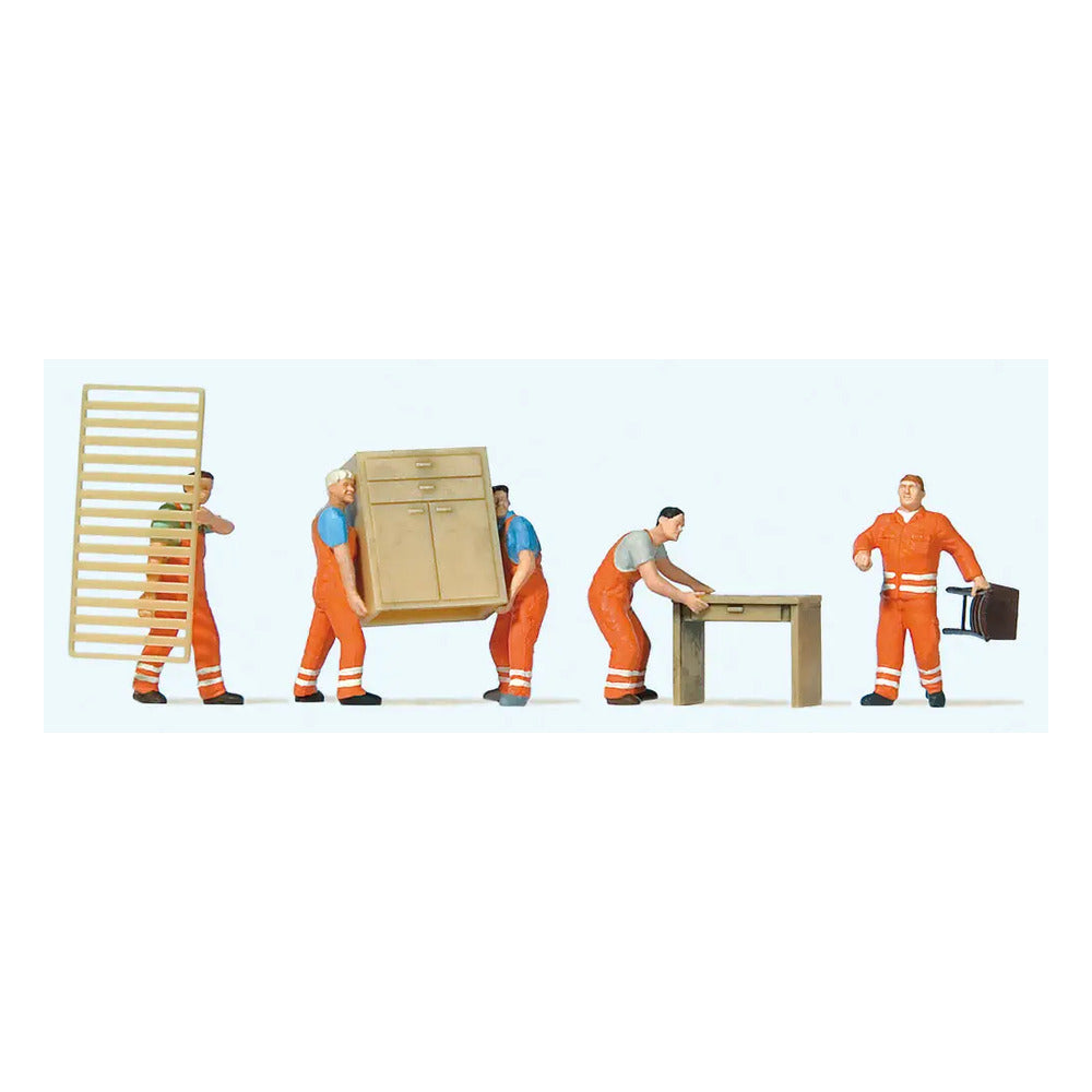 Preiser 10714 HO Scale Working People Furniture Movers pkg(5)