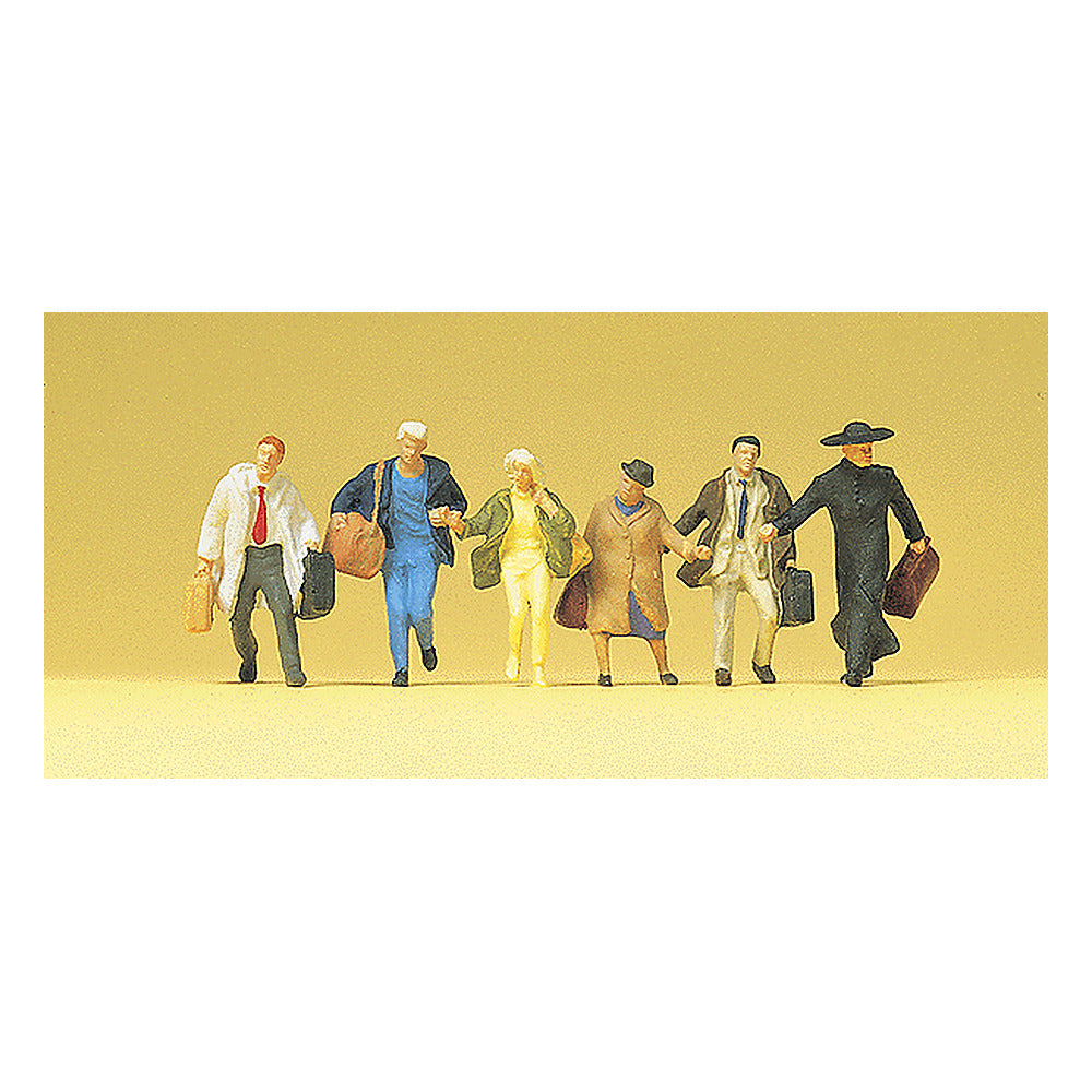 Preiser 14068 HO Scale Pedestrians Travellers Hurrying pkg(6)