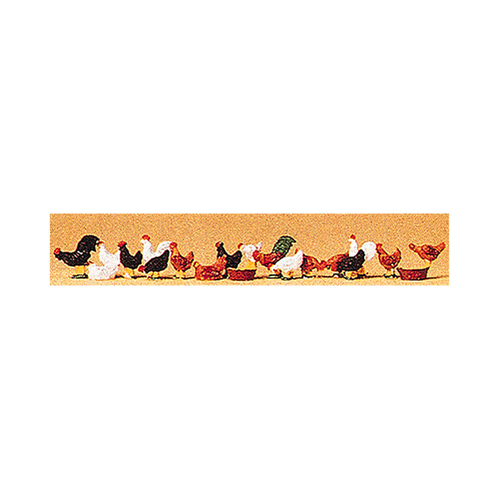 Preiser 14168 HO Scale Animals Chickens pkg(18)