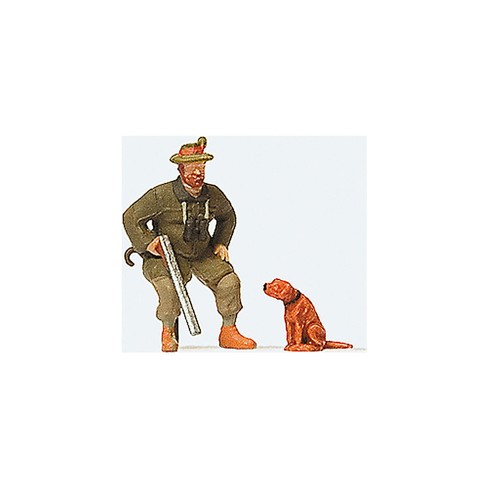 Preiser 28129 HO Scale Individual Figure Seated Hunter w/Dog