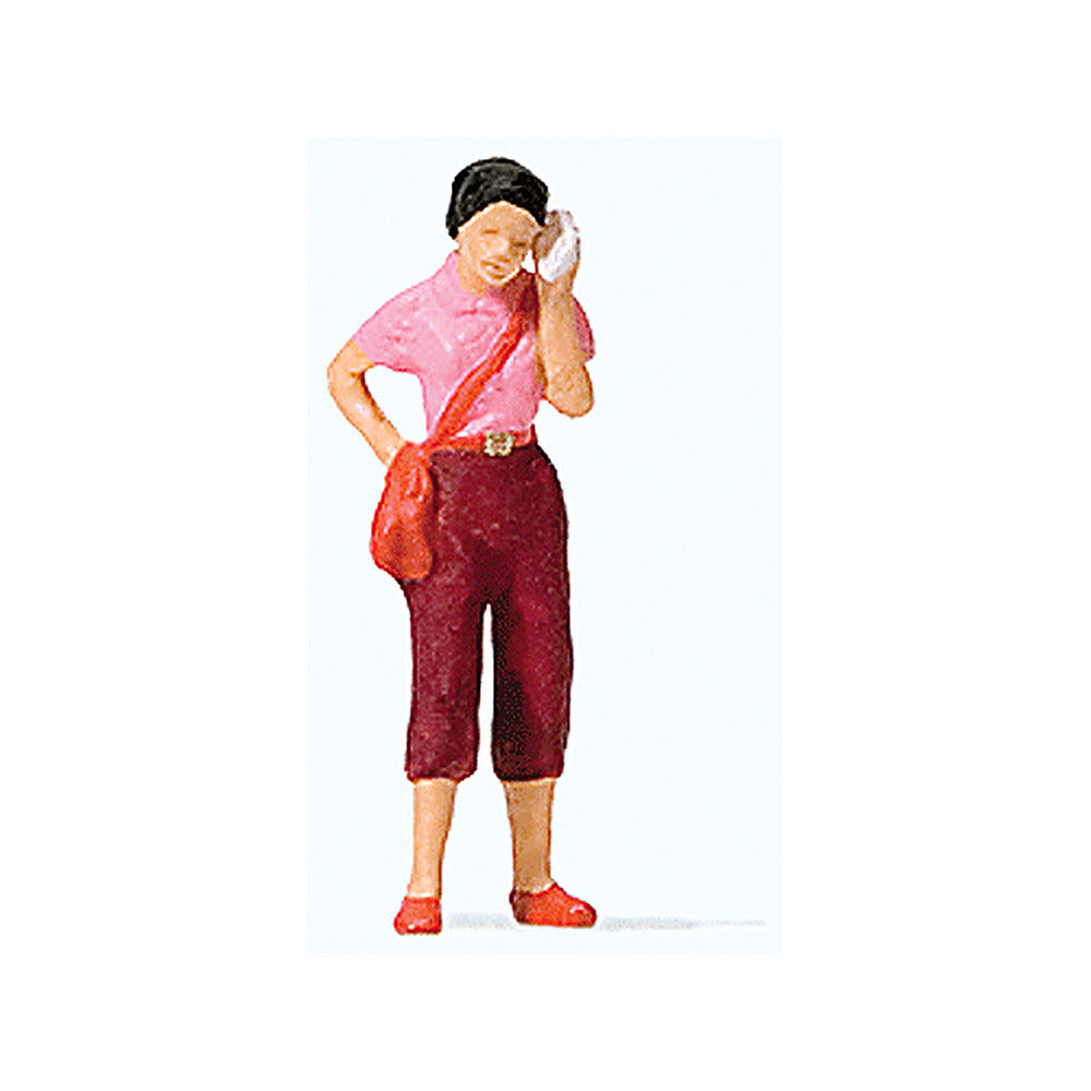 Preiser 28166 HO Scale Woman w/Cell Phone