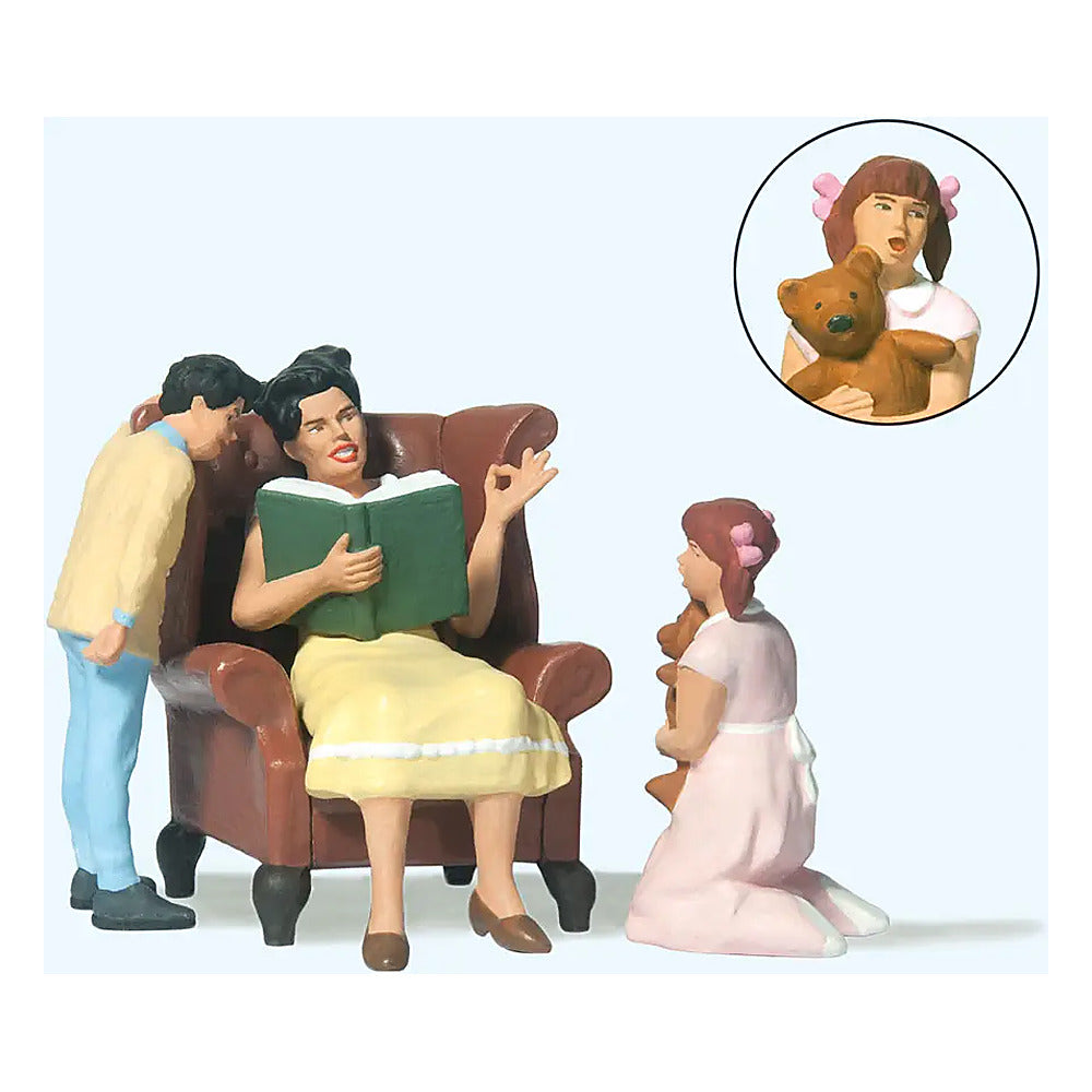 Preiser 44937 G Scale Woman in Chair Reading Aloud to Boy and Girl