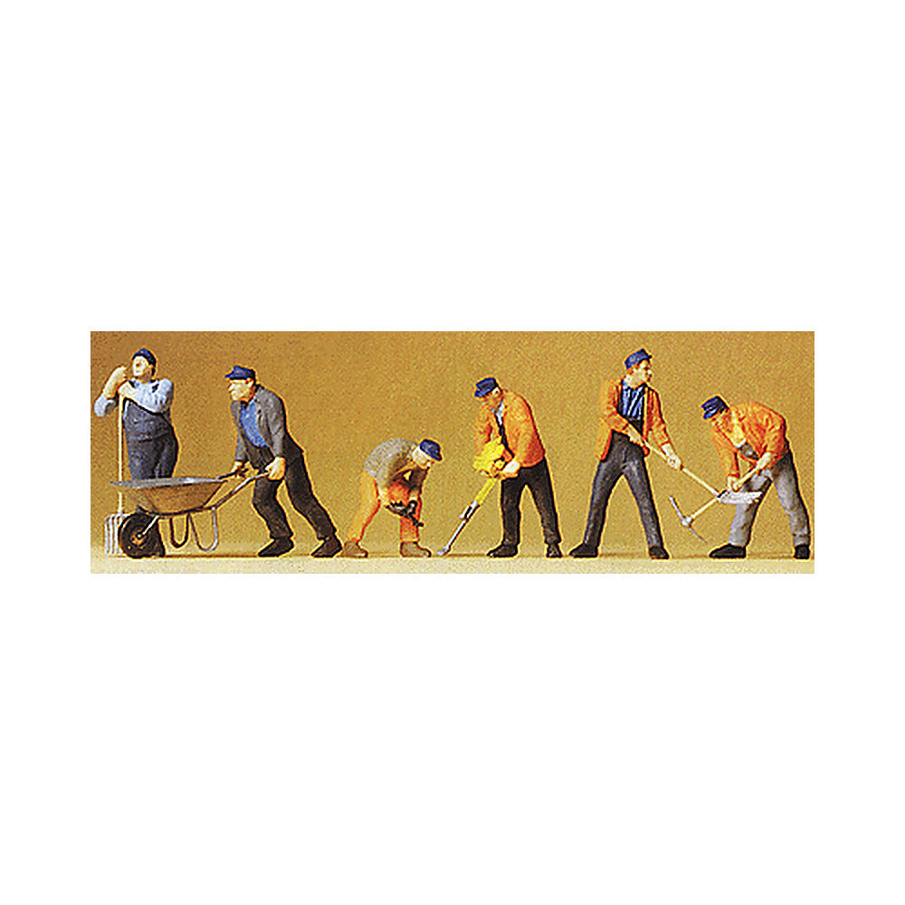 Preiser 65336 O Scale People Working Modern Track Workers w/Tools