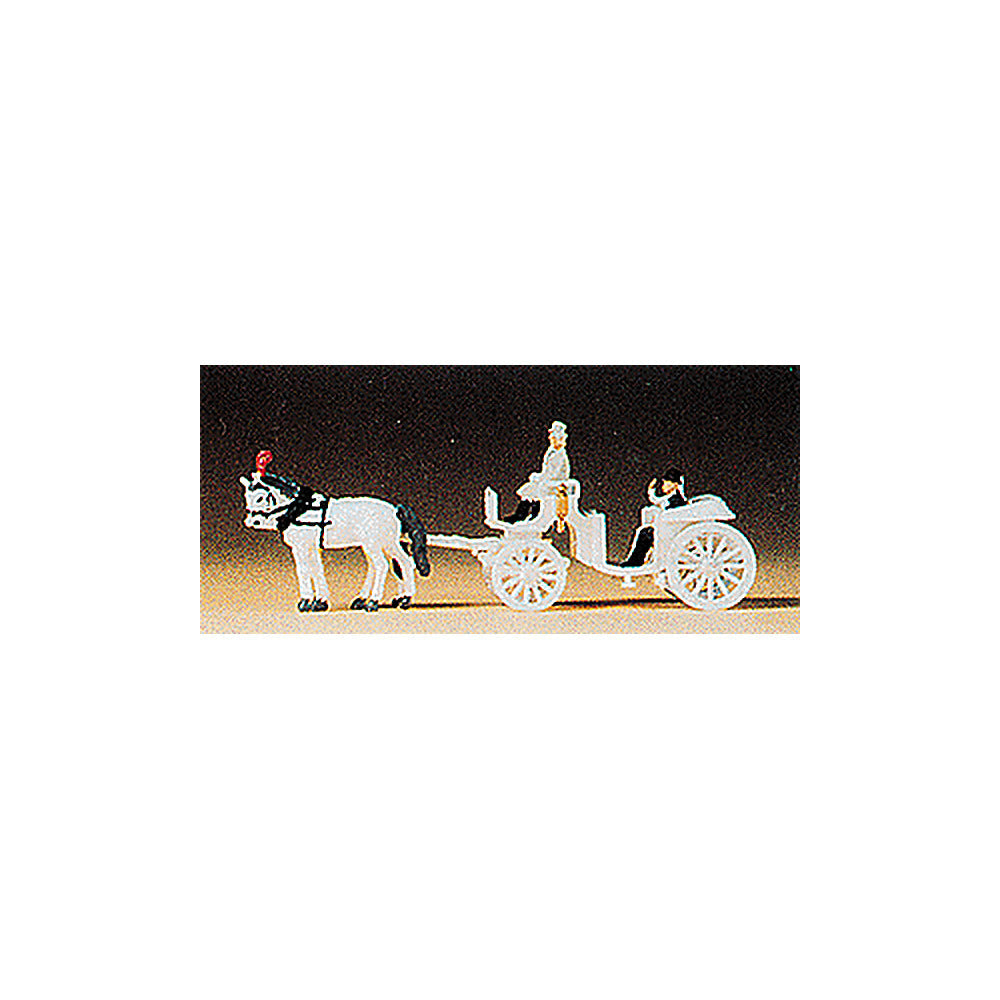 Preiser 79479 N Scale Horse-Drawn Wagon Open Carriage (white)