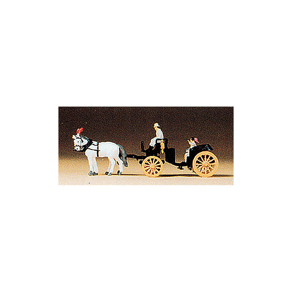 Preiser 79481 N Scale Horse-Drawn Wagon Open Carriage - Black