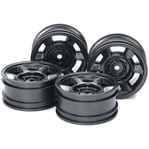 Tamiya TAM51688 CC-02 6-Spoke (4) Wheels Black 26mm Offset +4