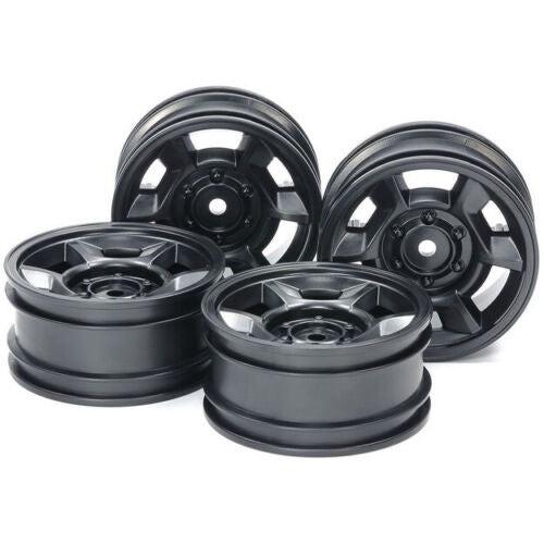 Tamiya TAM51688 CC-02 6-Spoke (4) Wheels Black 26mm Offset +4