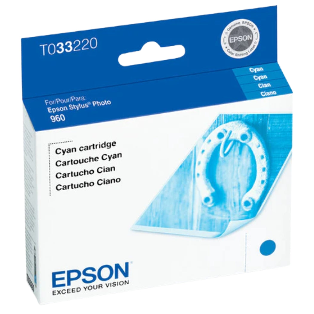 New, Pre-Owned - Epson T0332 Standard-Yield Cyan Ink Cartridge, T033220
