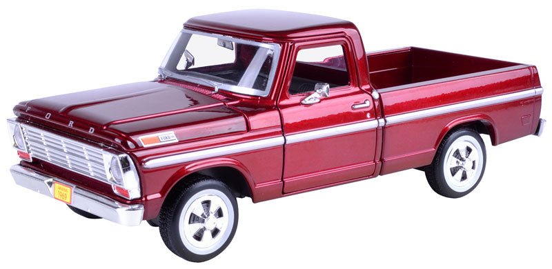 Motormax 79315AC-MR 1/24 1969 Ford F-100 Pickup, Metallic Red