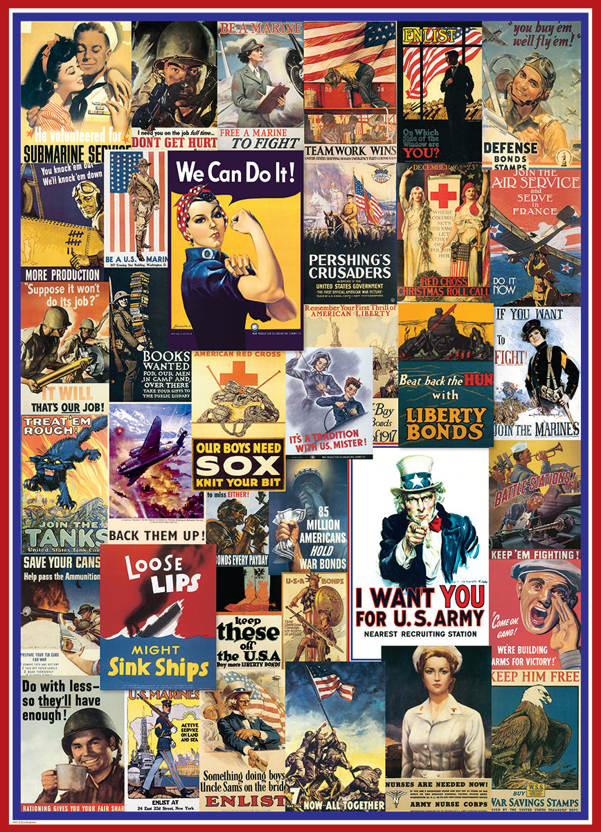 Puzzle: Vintage Art Collages - World War I & II Vintage Posters