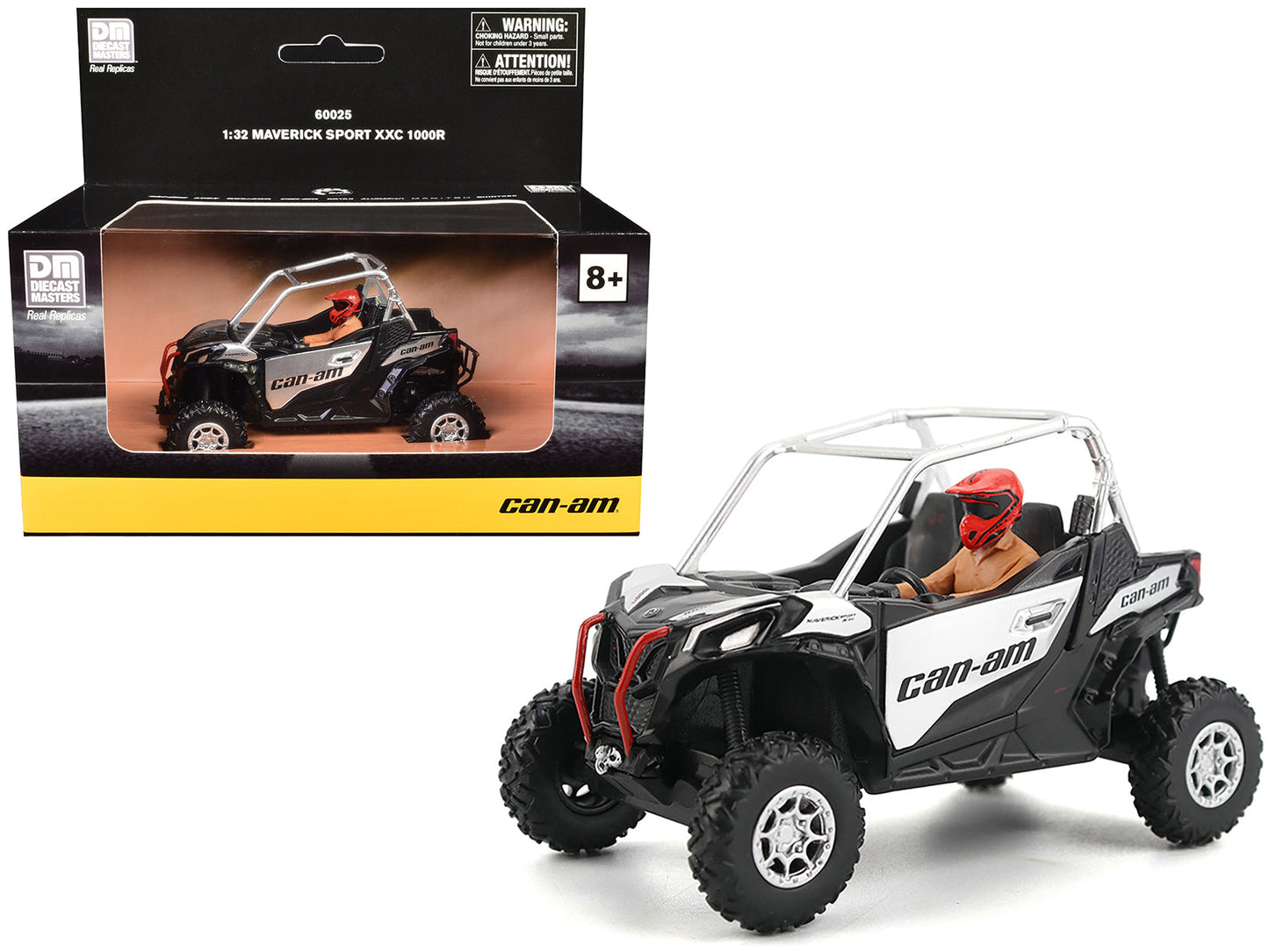 Can-Am Maverick Sport XXC 1000R Silver Metallic and Black with Driver Figure 1/32 Diecast Model by BRP Models free shipping USA