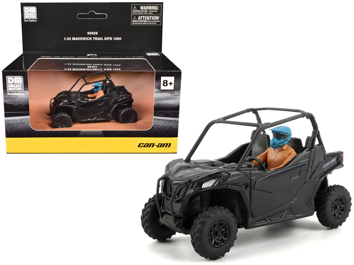 Can-Am Maverick Trail DPS 1000 Matt Black with Driver Figure 1/32 Diecast Model by BRP Models free shipping USA