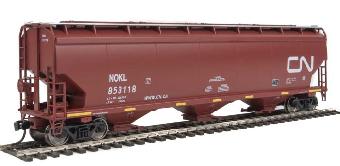 Walthers Mainline 7692 HO Scale 60' NSC 5150 3-Bay Covered Hopper - Ready to Run -- Canadian National #853118