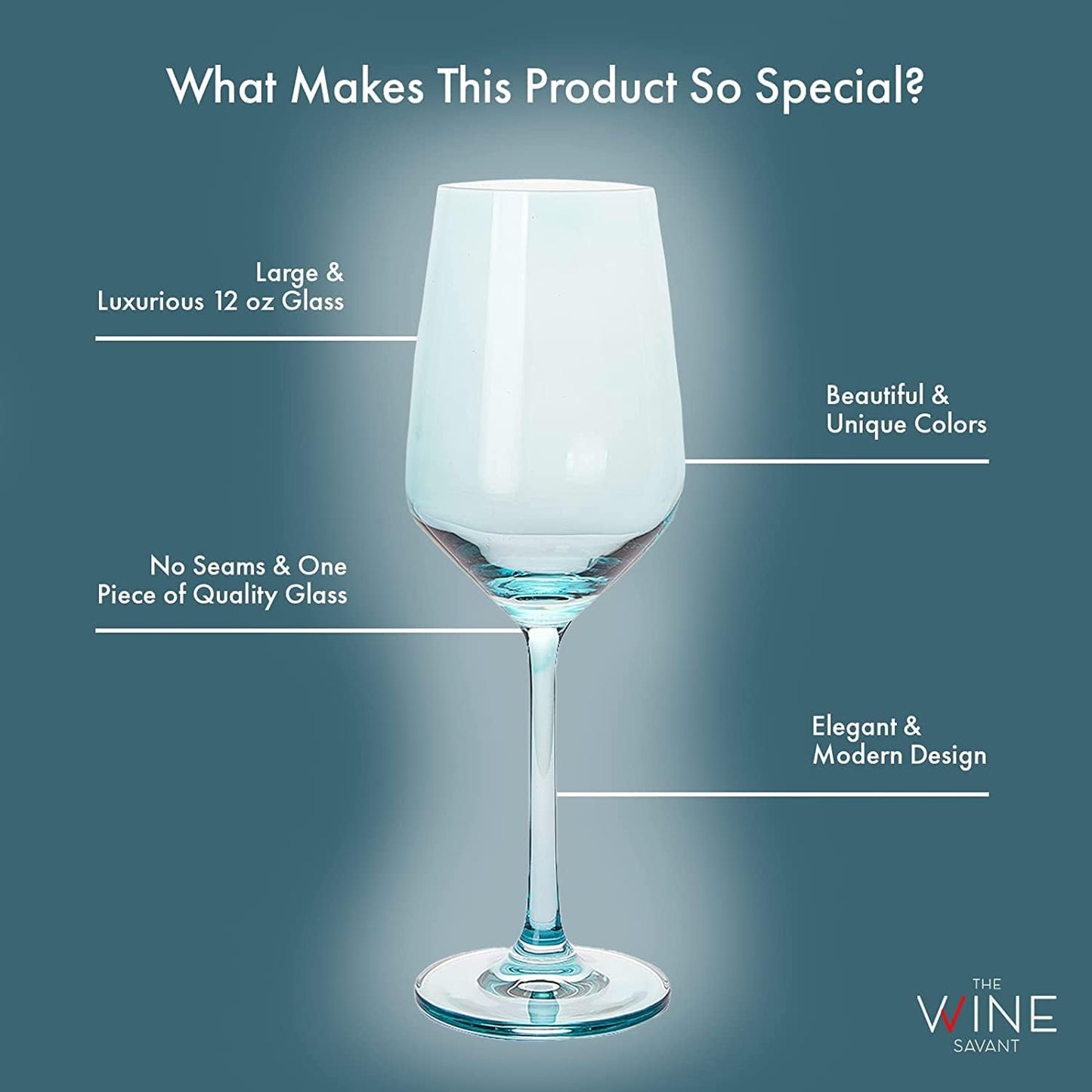 Make Your Own Set Wine Glass SINGLE, Muted Blue Colored Large 12 oz Glass, Unique Italian Style Tall for White & Red Wine, Mothers Day Gift, Set of 1 Beautiful Glassware (Midnight Blue) by The Wine Savant