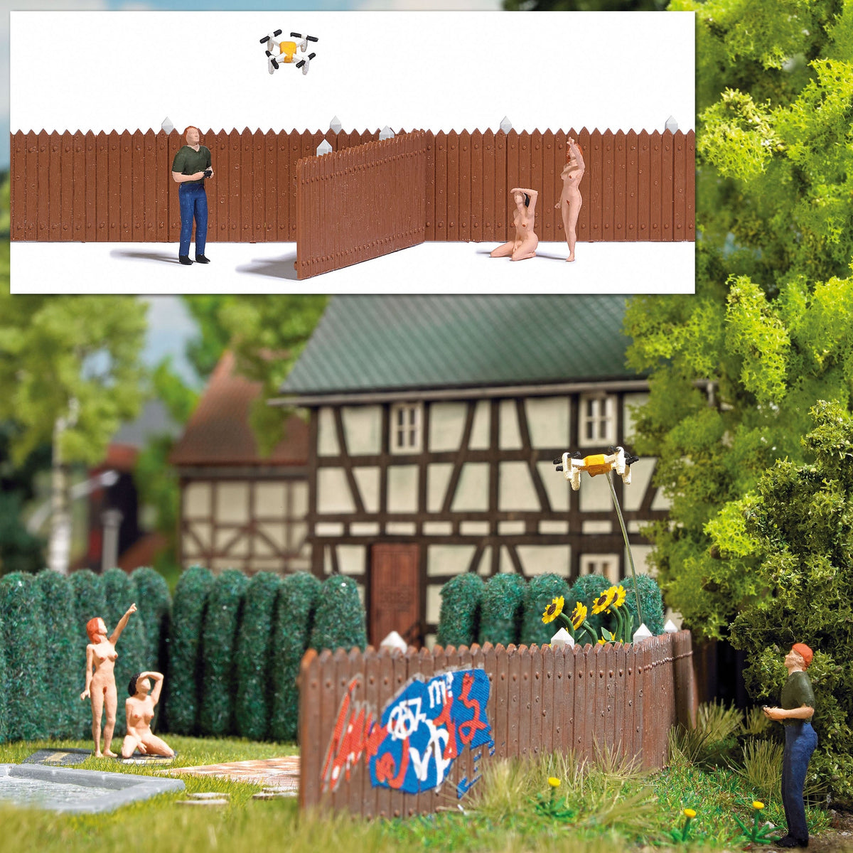 Busch 7812 HO Scale Drone Action Set with Figures