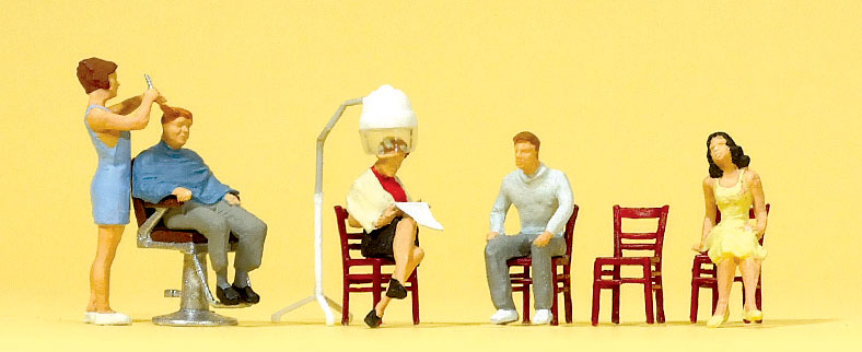 Preiser 10569 HO Scale At the Hairdresser Figure Set