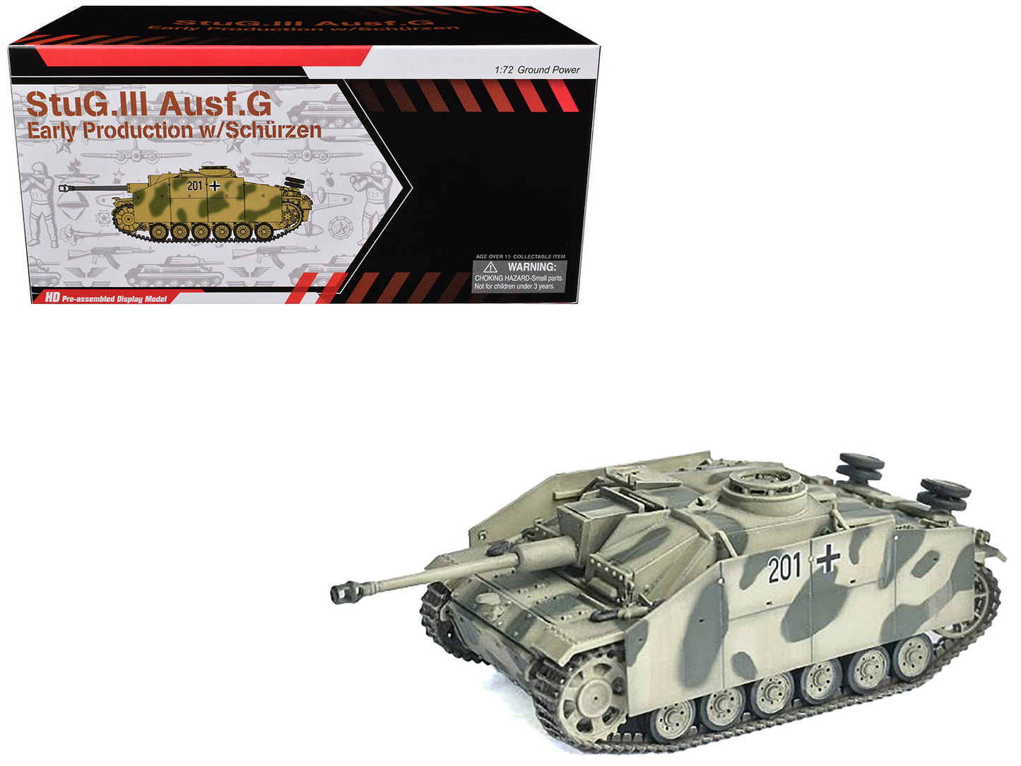 Germany StuG.III Ausf.G Early Production Tank with Schurzen #201 "StuG Brigade 242 Italy" (1943) "NEO Dragon Armor" Series 1/72 Plastic Model by Dragon Models free shipping USA