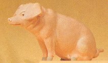Preiser 47047 1:25 Scale Pig Sitting Animal Figure