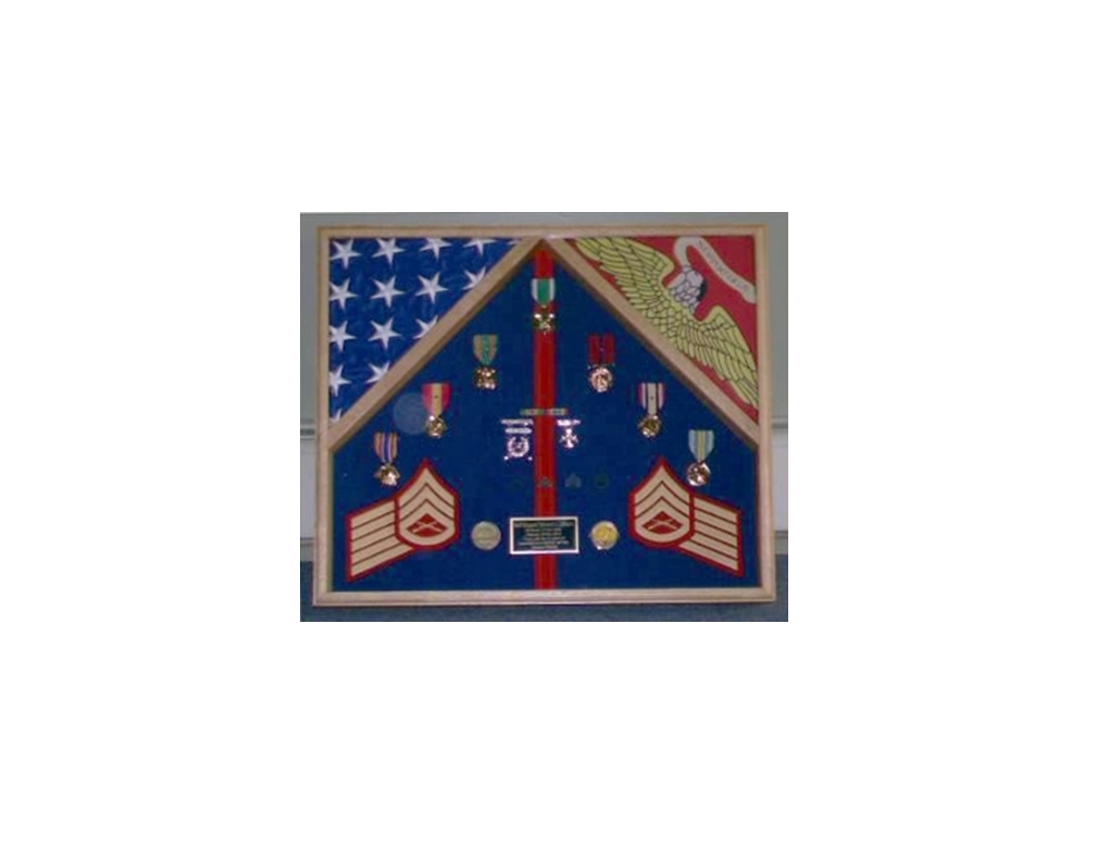Marine Corps 2 Flag Shadow Box Display Case - 5' x 8' burial flags