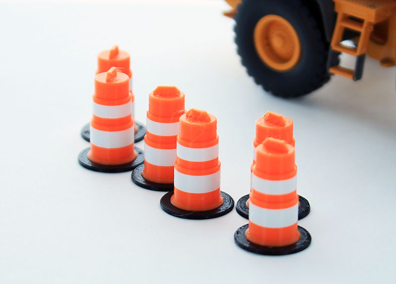 3D To Scale 64-105-OR 1/64 Traffic Barrels, 6-Pack Orange/White