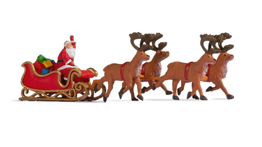 Noch 15924 HO Scale Santa Claus with Sleigh & 4 Reindeer