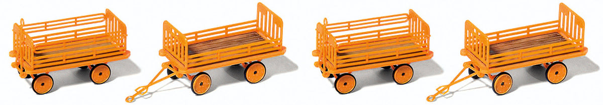 Preiser 17128 HO Scale Baggage Trailers 4-Pack Kit DB Era IV