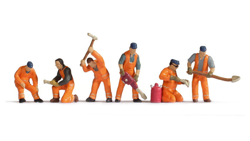 Noch 45276 TT Scale Trackworkers Figure Set, 6 Pieces