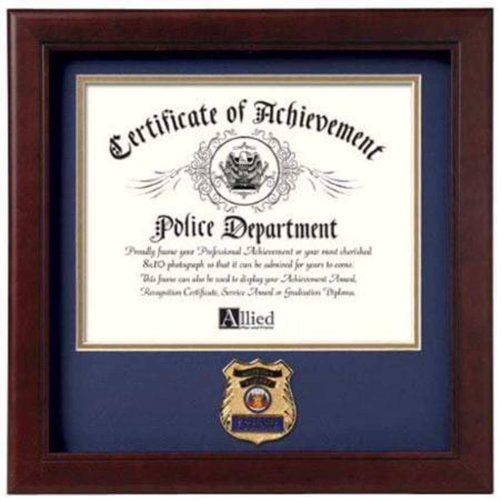 US Police Officer Certificate of Achievement Frame with Medallion - 8 x 10 inch.