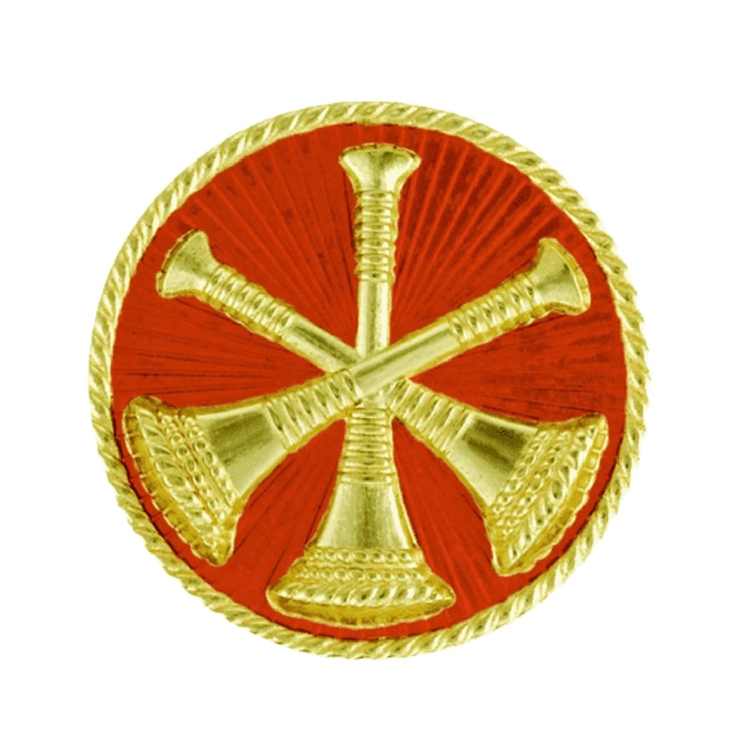 STA-BRITE Assistant Chief 3 Bugles 2 post red with Gold 15/16"