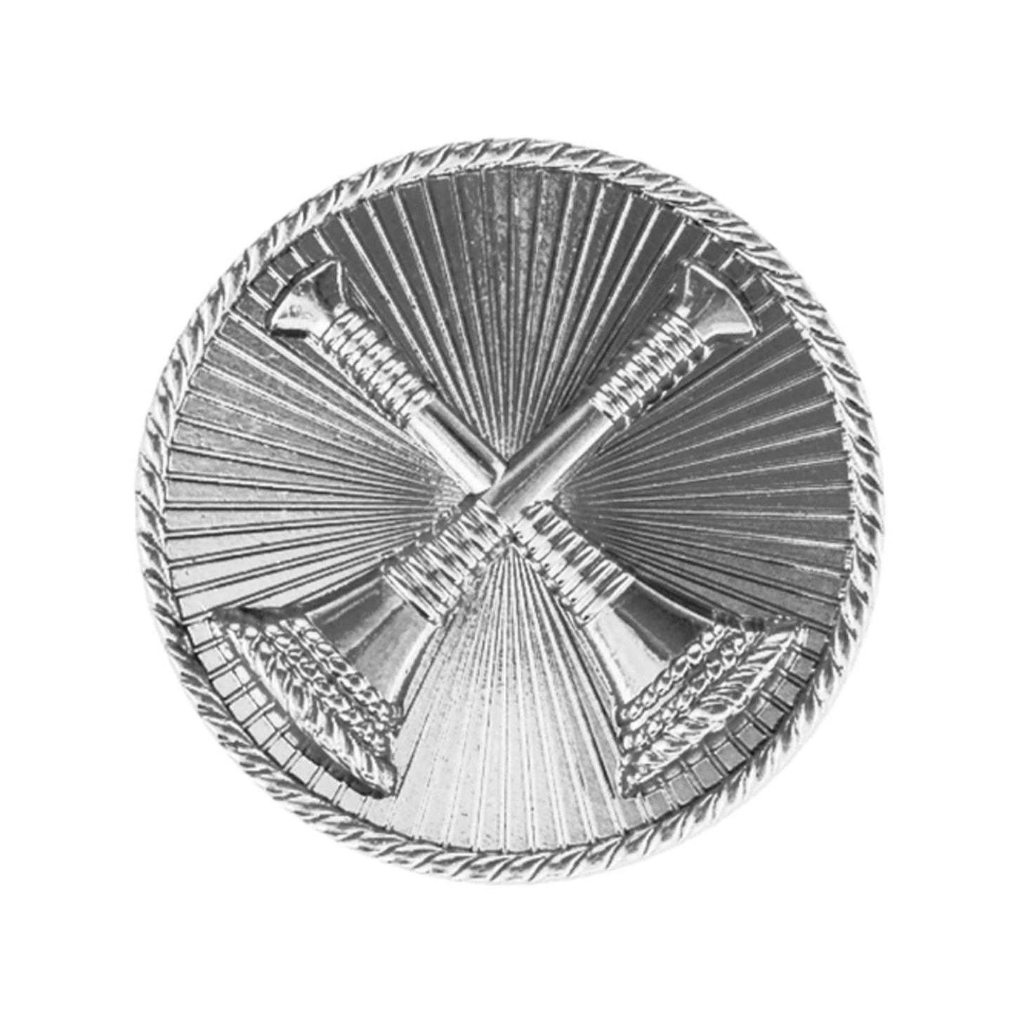 STA-BRITE® Captain 2 crossed bugles 2 post nickel 15/16"