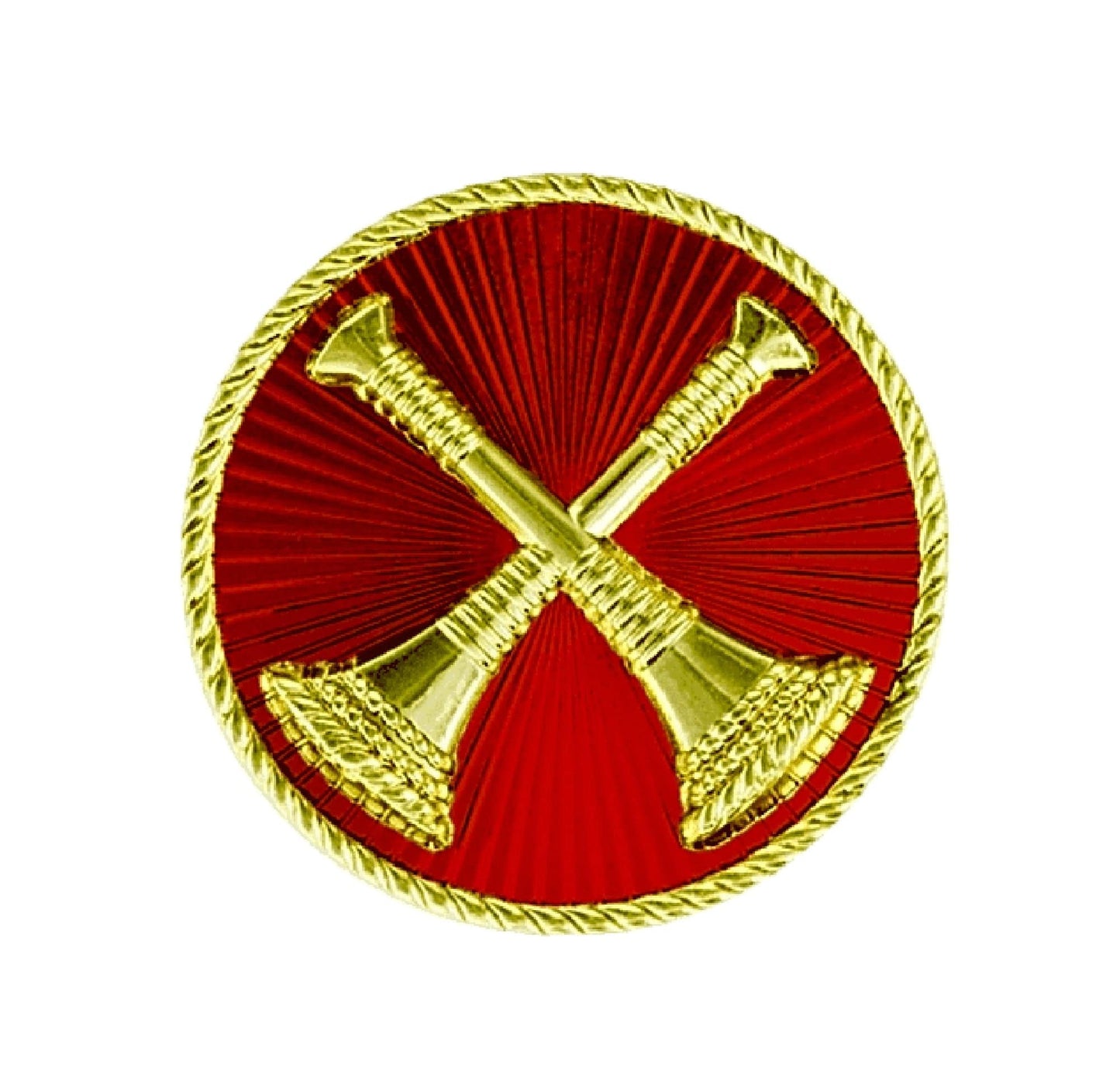 Sta-brite® Captain 2 crossed bugles 2 post red with gold 15/16"