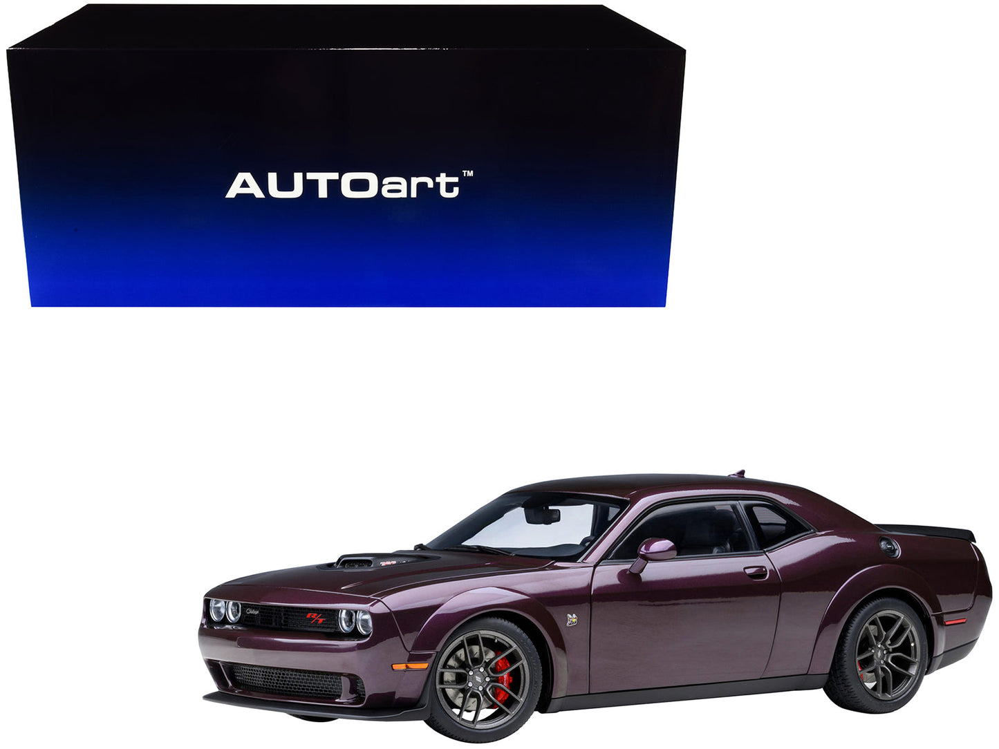 2022 Dodge Challenger R/T Scat Pack Widebody Hellraisin Purple Metallic 1/18 Model Car by Autoart free shipping USA