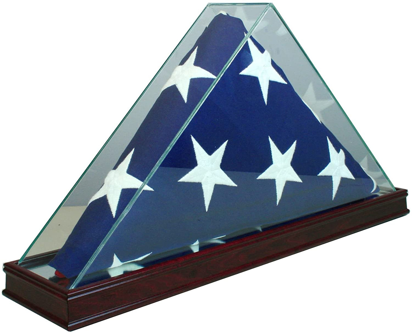 Perfect Cases All Glass Flag Display Case for 9.5' X 5' Flag with Engraving (Black).