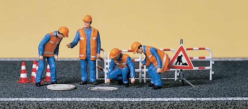 Preiser 10445 HO Scale City Workers with Accessories Set