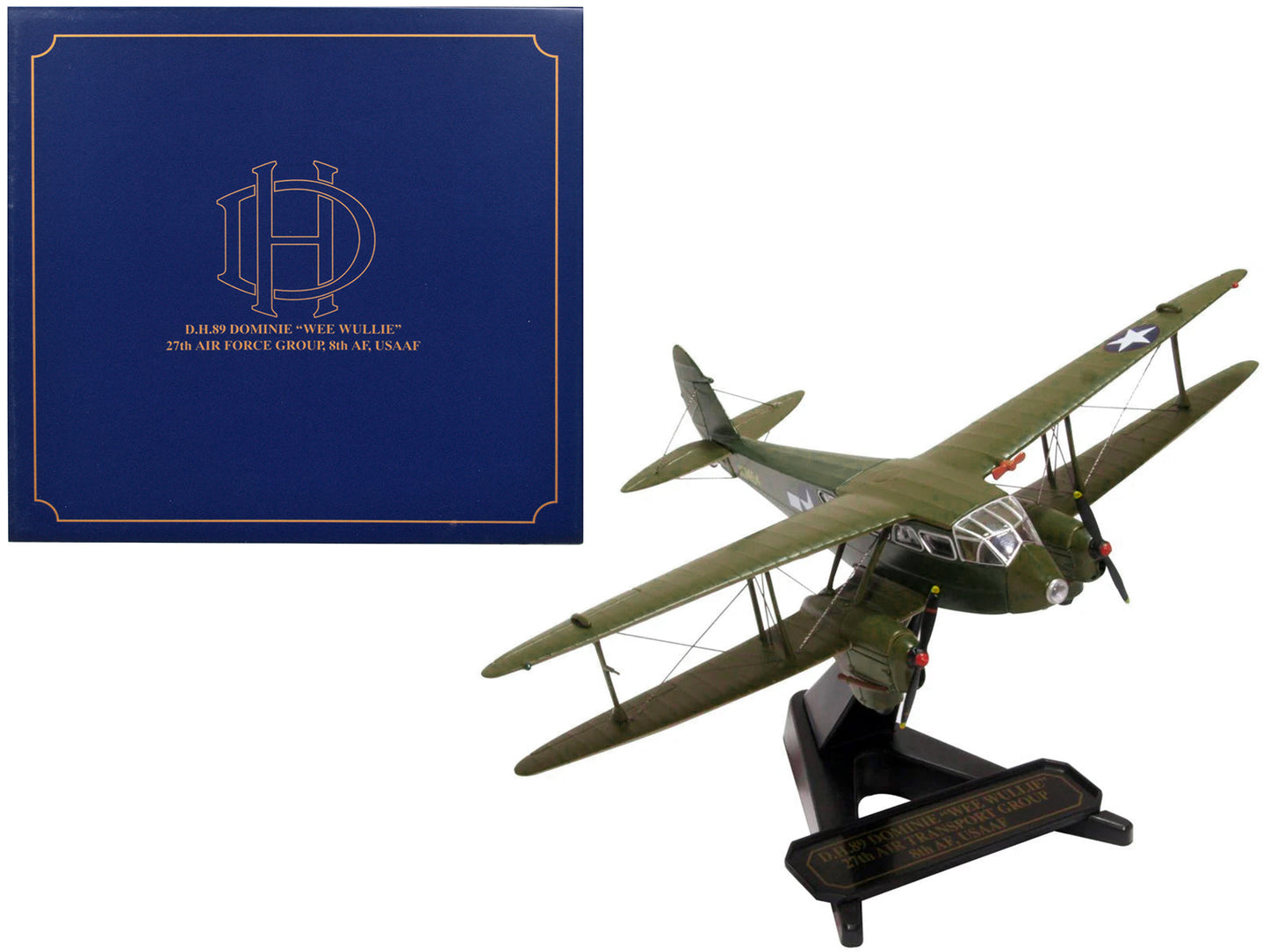 De Havilland D.H.89 Dominie Dragon Rapide Aircraft "Wee Wullie" "27th Air Force Group 8th AF USAAF" 1/72 Diecast Model Airplane by Oxford Diecast free shipping USA