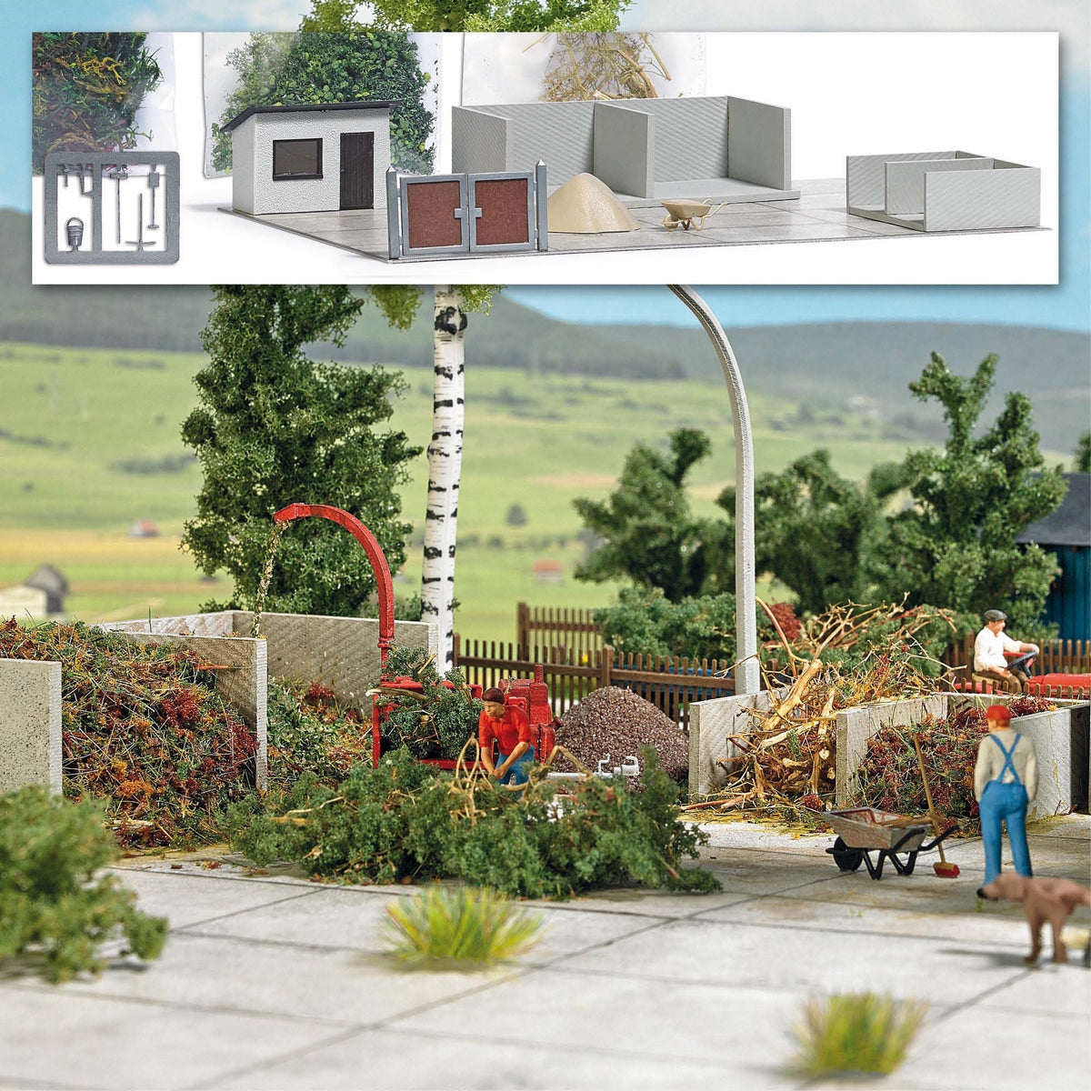 Busch 1635 HO Scale Green Waste Collection Point Kit