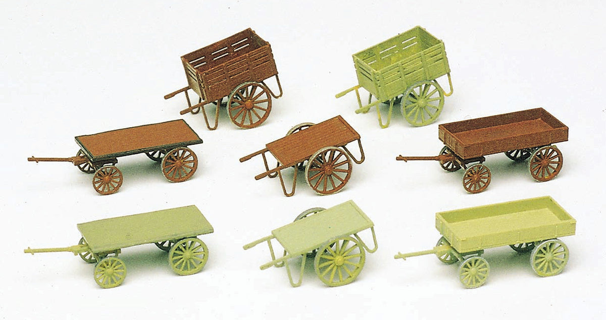 Preiser 17103 HO Scale Handcarts 8-Piece Detail Kit