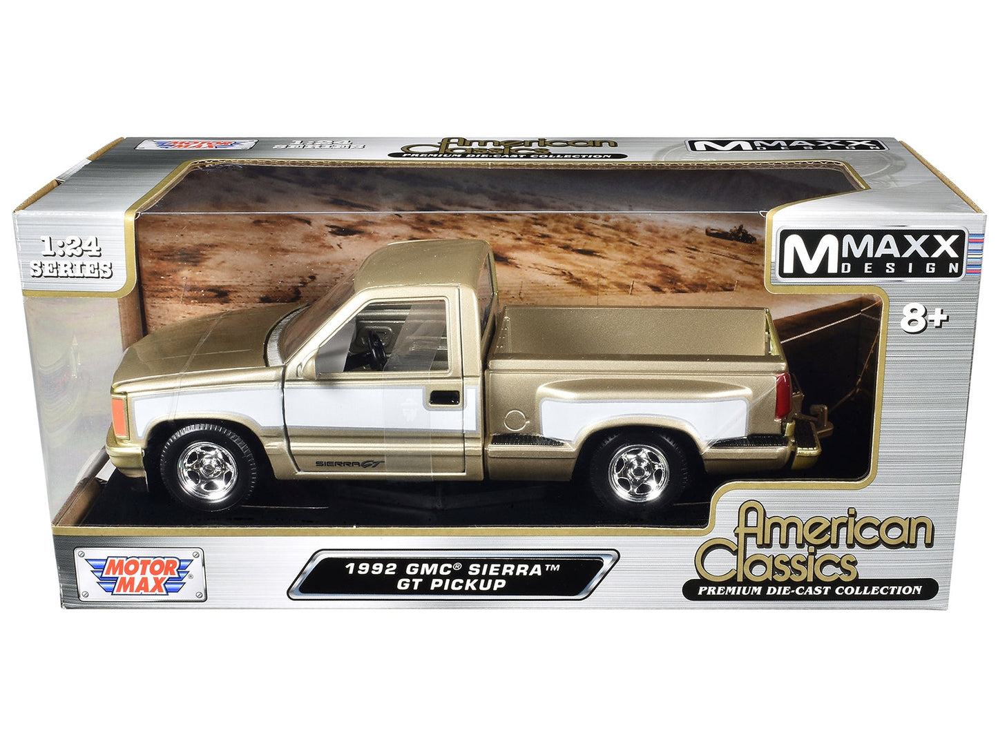 1992 GMC Sierra GT Pickup Truck Gold Metallic with White Sides "American Classics" Series 1/24 Diecast Model Car by Motormax