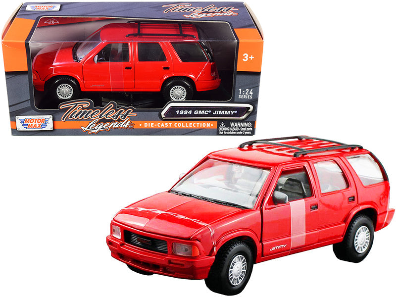 1994 GMC Jimmy with Roof Rack Red "Timeless Legends" Series 1/24 Diecast Model Car by Motormax free shipping USA