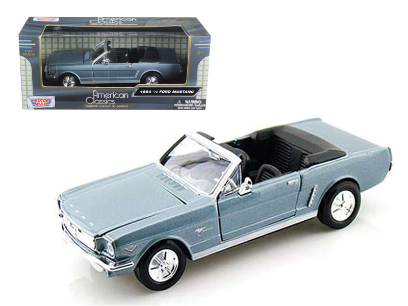 1964 1/2 Ford Mustang Convertible Light Blue 1/24 Diecast Model Car by Motormax free shipping USA