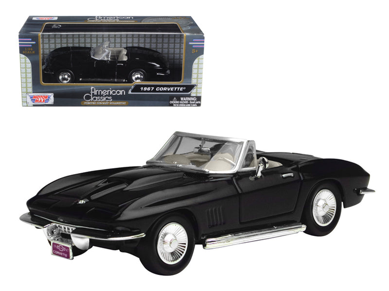 1967 Chevrolet Corvette Convertible Black 1/24 Diecast Model Car by Motormax free shipping USA
