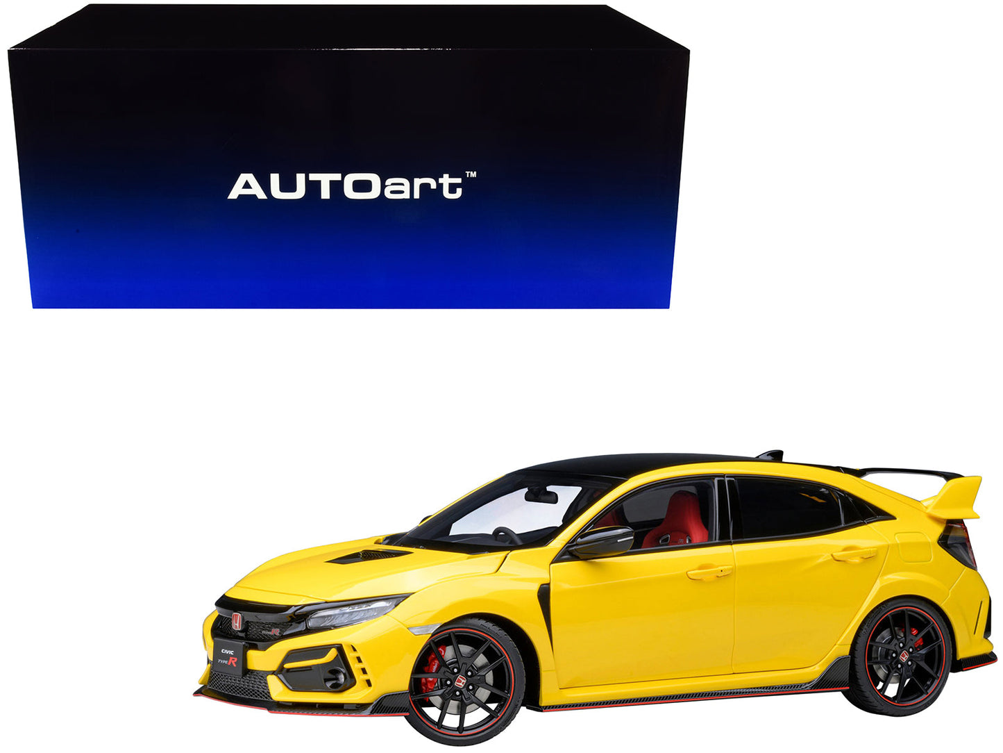 2021 Honda Civic Type R (FK8) RHD (Right Hand Drive) Sunlight Yellow Limited Edition 1/18 Model Car by Autoart free shipping USA