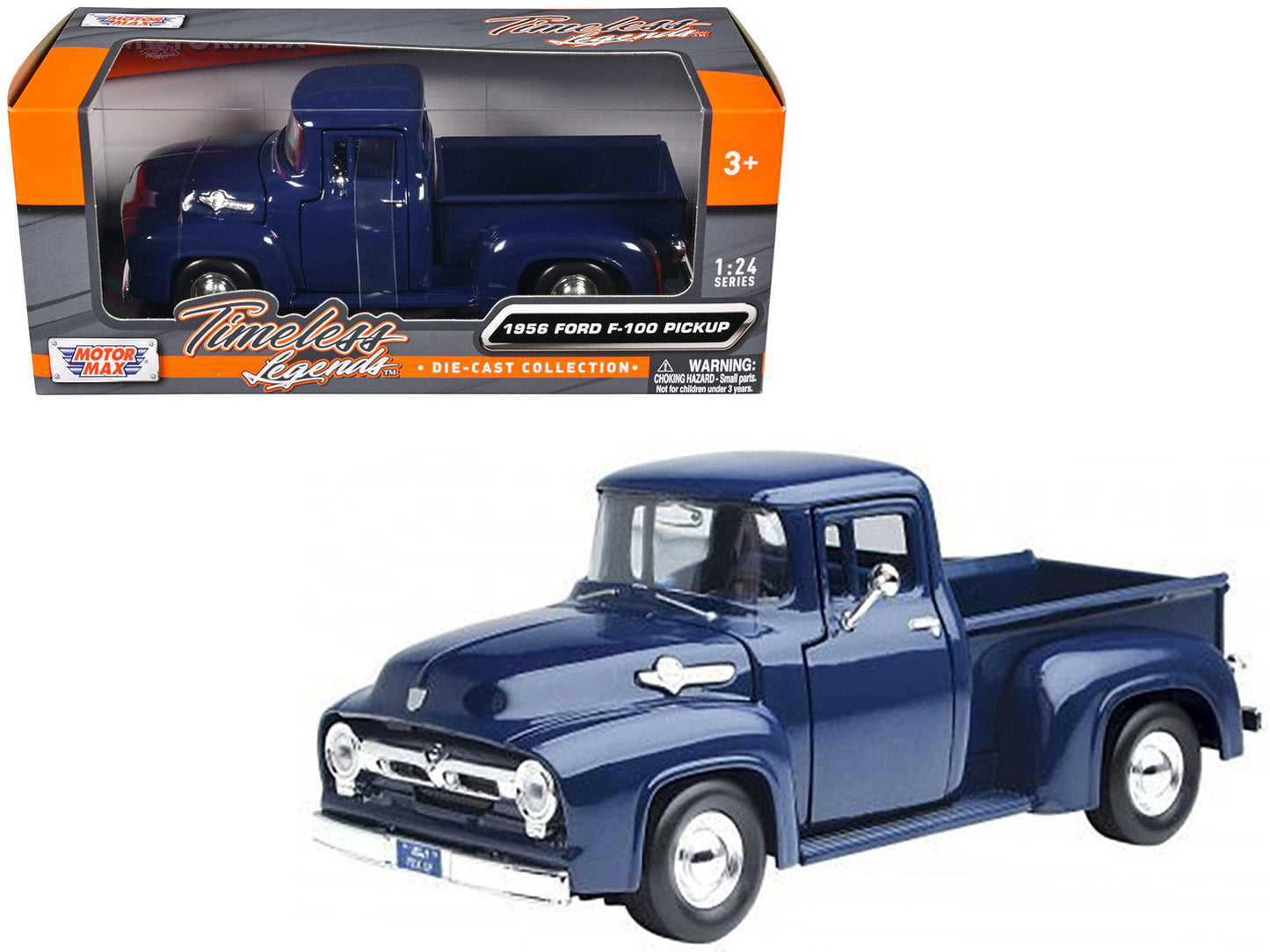 1956 Ford F-100 Pickup Truck Blue 1/24 Diecast Model Car by Motormax free shipping USA
