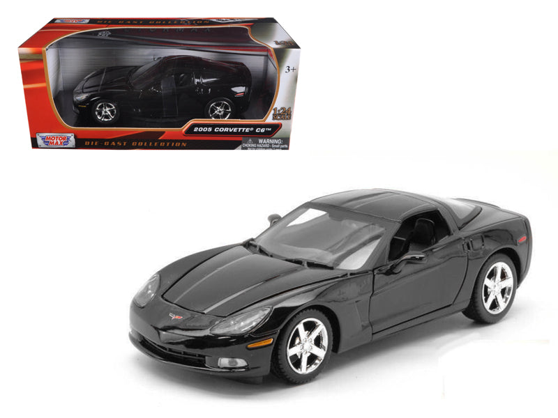 2005 Chevrolet Corvette C6 Coupe Black 1/24 Diecast Model Car by Motormax free shipping USA