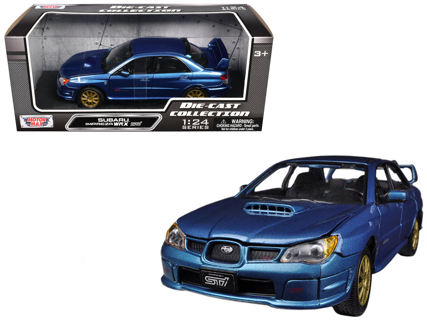 Subaru Impreza WRX STi Blue Metallic 1/24 Diecast Model Car by Motormax free shipping USA