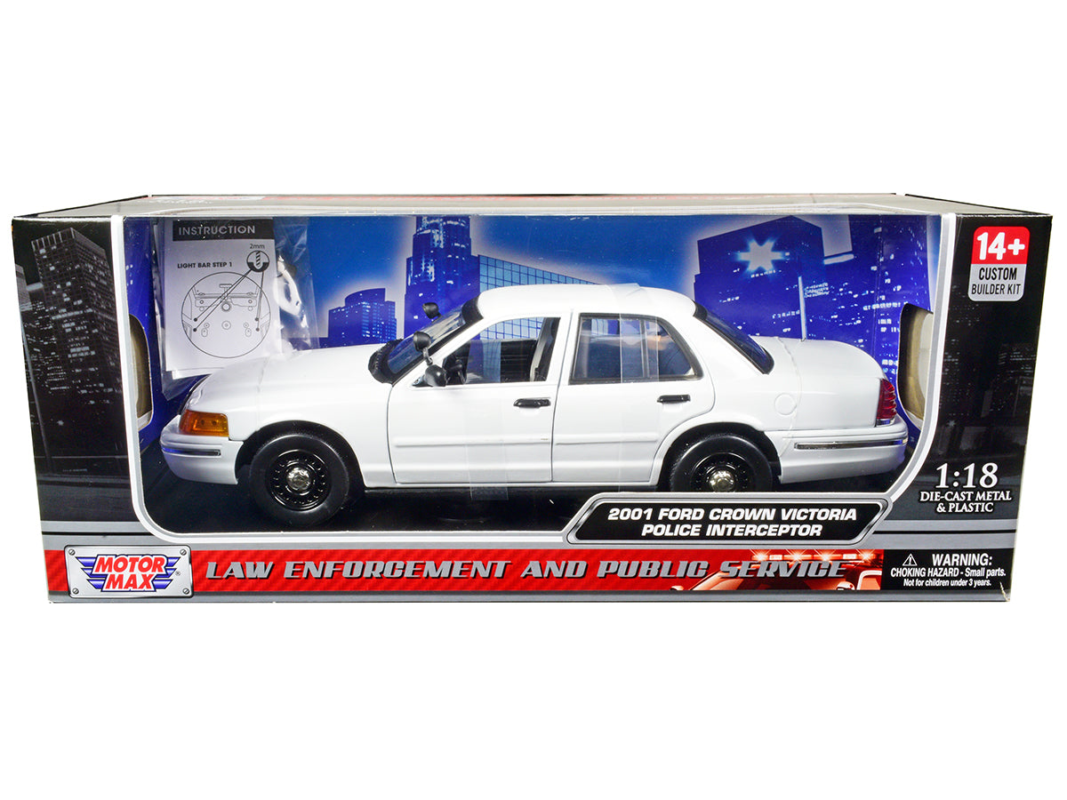 2001 Ford Crown Victoria Police Car Unmarked White "Custom Builder's Kit" Series 1/18 Diecast Model Car by Motormax free shipping USA