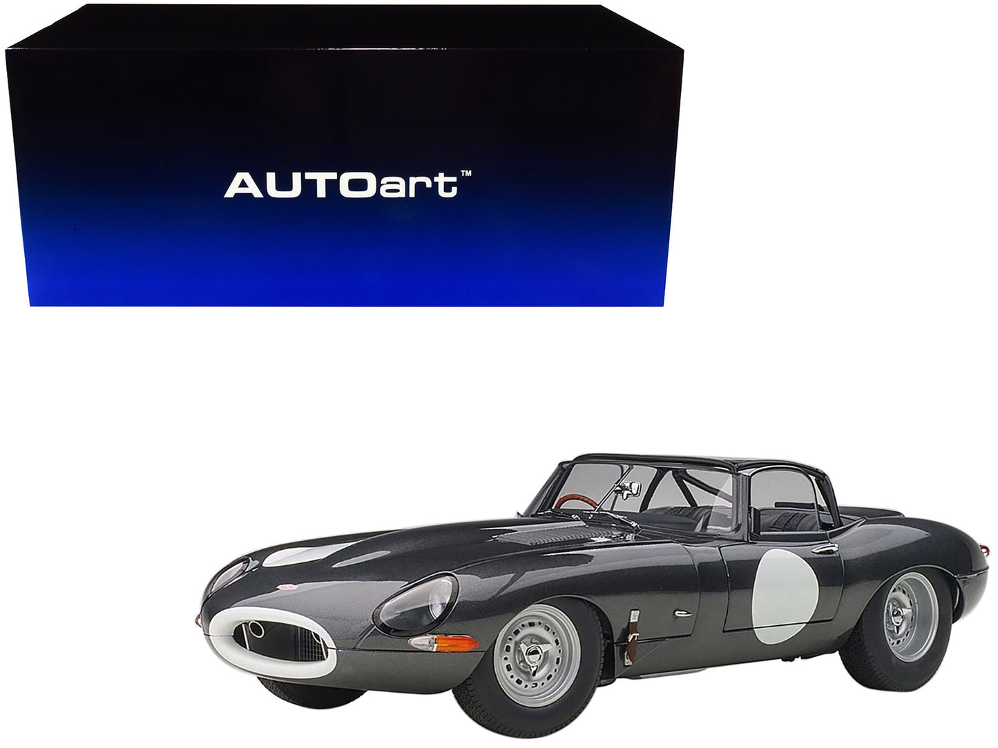 Jaguar Lightweight E Type Roadster RHD (Right Hand Drive) Dark Gray 1/18 Model Car by Autoart free shipping USA